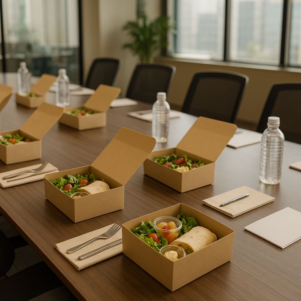 Office Lunch Catering mit portionsgerechten Boxen